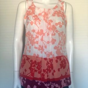 New york company Blouse XS White Pink Floral Print